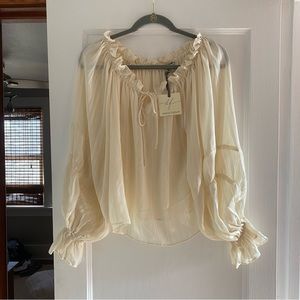 Stripe Satin Off the Shoulder Top